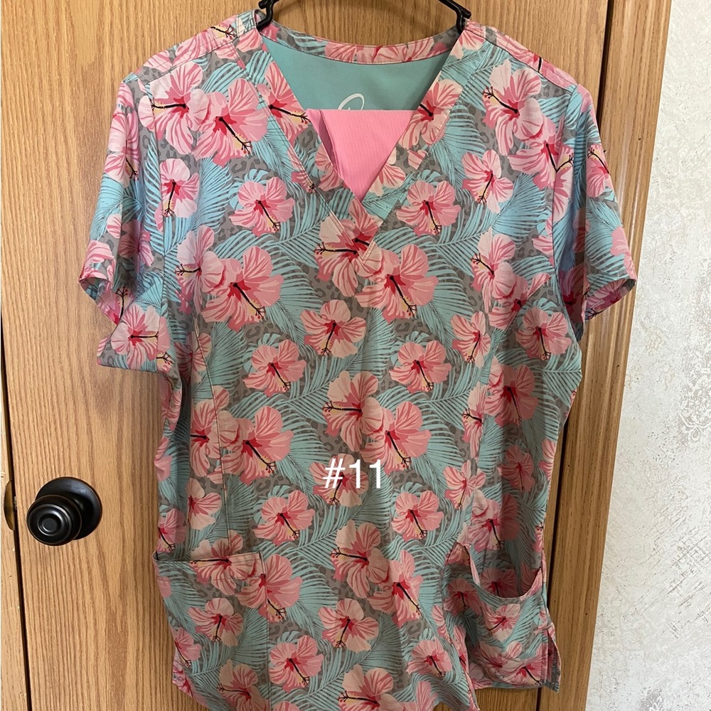 Prints by maevn large scrub top and koi medium talls scrub